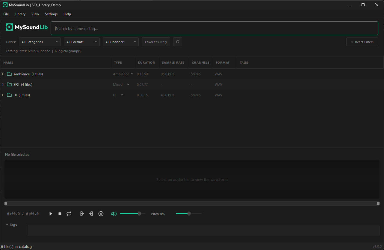 MySoundLib Desktop Interface